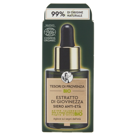 Tesori di Provenza Siero Bio Estratto di Giovinezza, Anti-età e Rimpolpante, 30 ml